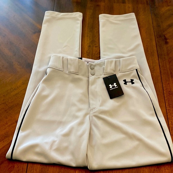 Under Armour men’s baseball pant small NWT gray with black stripe relaxed fit - Picture 1 of 6